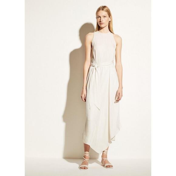 Vince Handkerchief Drape Asymmetric Dress in Bone Size 10 NWT - Picture 1 of 7